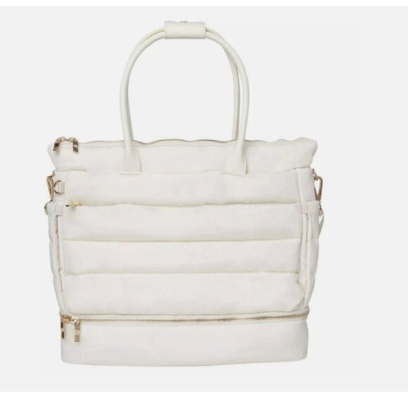 iPack Handbags - iPack Puffy Fashion Tote Luggage Cream Bag Travel Adjustable Strap Laptop Pocket